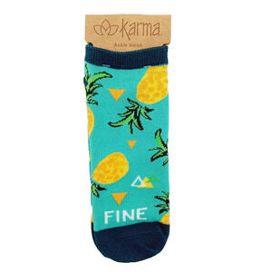Karma Ankle Socks Women Boy Fine Apple Pineapple Slices Rings Crown NEW NWT
